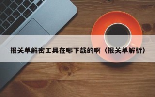 报关单解密工具在哪下载的啊（报关单解析）