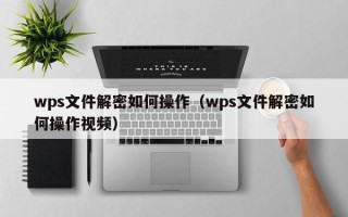 wps文件解密如何操作（wps文件解密如何操作视频）