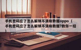 手机密码忘了怎么解锁不清除数据oppo（手机密码忘了怎么解锁不清除数据?教你一招）