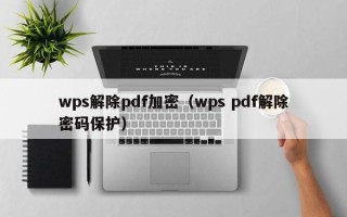 wps解除pdf加密（wps pdf解除密码保护）