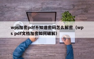 wps加密pdf不知道密码怎么解密（wps pdf文档加密如何破解）