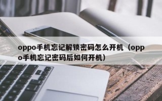 oppo手机忘记解锁密码怎么开机（oppo手机忘记密码后如何开机）