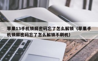 苹果13手机锁屏密码忘了怎么解锁（苹果手机锁屏密码忘了怎么解锁不刷机）