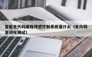 智能无代码编程传感控制系统是什么（无代码自动化测试）