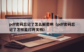 pdf密码忘记了怎么解密啊（pdf密码忘记了怎样能打开文档）