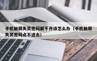 手机触屏失灵密码解不开该怎么办（手机触屏失灵密码点不进去）
