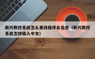 新代数控系统怎么更改程序名信息（新代数控系统怎样输入中文）
