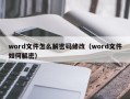 word文件怎么解密码修改（word文件如何解密）