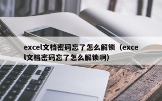 excel文档密码忘了怎么解锁（excel文档密码忘了怎么解锁啊）