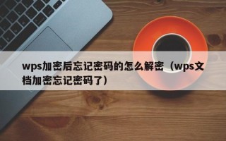 wps加密后忘记密码的怎么解密（wps文档加密忘记密码了）