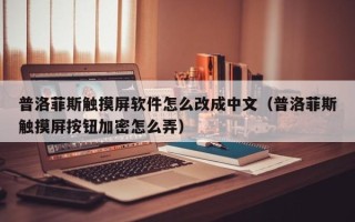 普洛菲斯触摸屏软件怎么改成中文（普洛菲斯触摸屏按钮加密怎么弄）