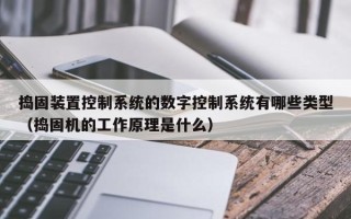 捣固装置控制系统的数字控制系统有哪些类型（捣固机的工作原理是什么）