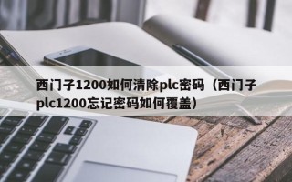 西门子1200如何清除plc密码（西门子plc1200忘记密码如何覆盖）